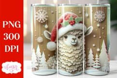 Christmas llama tumbler wrap for sublimation, cute llama PNG Product Image 1