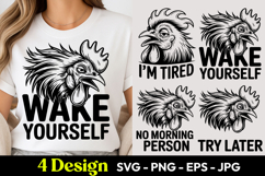 Wake Yourself Rooster Quote SVG PNG Product Image 1