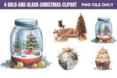 Gold and Black Christmas Clipart PNG Product Image 1