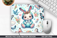 Bunny Mouse Pad Sublimation, Easter Bunny Mouse Pad PNG Product Image 1