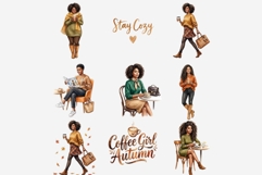Coffee Girl Autumn PNG Clipart Bundle, Fall Coffee Aesthetic Product Image 5