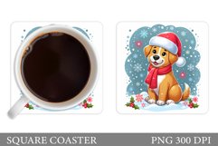 Christmas Dog Coaster. Christmas Coaster Sublimation Product Image 1