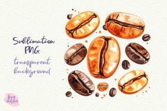 Coffee Beans PNG Halloween Ghost Cafe Clipart Sublimation Product Image 2