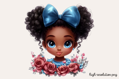 Cute Black Girl with Flower Clipart Bundle PNG Product Image 16