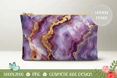 Gold Glitter Cosmetic Bag, Purple Marble Cosmetic Bag PNG Product Image 1