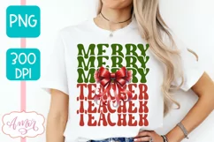 Merry Teacher sublimation PNG, Christmas teacher shirt PNG Product Image 3