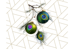 Peacock Christmas Clipart in Jewel Tones, Christmas Png Product Image 4