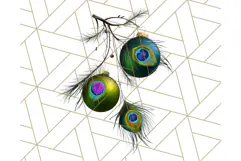 Peacock Christmas Clipart in Jewel Tones, Christmas Png Product Image 4