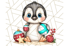 Christmas Penguins The Beach Clipart PNG, Tropical Holiday Product Image 4