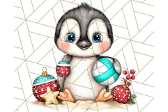 Christmas Penguins The Beach Clipart PNG, Tropical Holiday Product Image 4