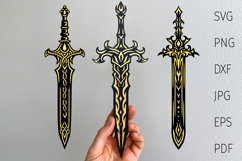 Sword bookmark svg template, fantasy paper bookmark Product Image 1