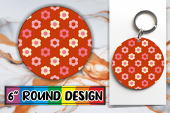 Whimsical Keychain Round Style, Valentine's Pattern Product Image 1