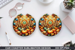 Pumpkin Car Coaster Sublimation| Halloween Coaster PNG Product Image 1