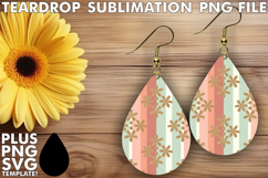 Vibrant Teardrop Earrings Magic, Gold Flower Product Image 1