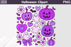 Purple Halloween Kids Print | Cute Pastel Ghost and Pumpkin Product Image 1