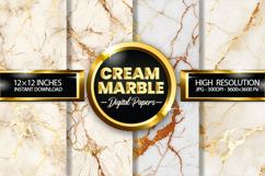 Cream Marble Digital Papers - 04 variations Product Image 1