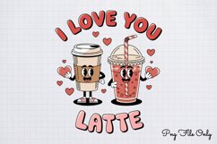 I love you latte PNG, Retro Valen Product Image 1