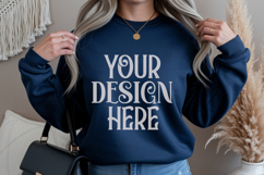 Navy Gildan 18000 Mockup, Sweatshirt Crewneck Mockups Product Image 1