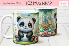 Cute baby panda bear mug wrap PNG for sublimation Product Image 3