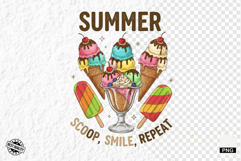 Watercolor Summer Ice Creams Clipart Product Image 1