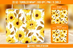 Sunflower Tumbler Wrap Designs, Sublimation Wrap Product Image 1