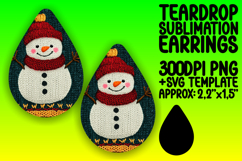Whimsical Teardrop Design for Earrings PNG , Snowman Product Image 1