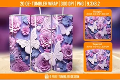 3D Cute Butterfly Tumbler Wrap Designs, Sublimation Wrap Product Image 1