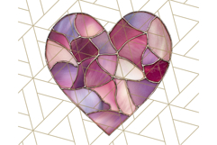 Stained Glass Heart PNG Clipart in Pastel and Bright Colors Product Image 4