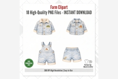 Watercolor Farm Baby Denim Clipart | 18 PNG Baby Clothes Product Image 5