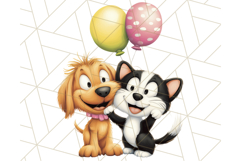 Dog and Cat Friends PNG, Cute Pet Clipart, Funny Animal Art Product Image 4