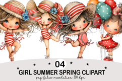 Girl Summer Spring Clipart png Watercolor png Product Image 1