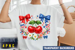 Patriotic Cherry PNG,Patriotic Bows & Cherries PNG Product Image 3
