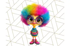 Funky Safari Animals PNG Clipart With Rainbow Hair, Cute Png Product Image 4