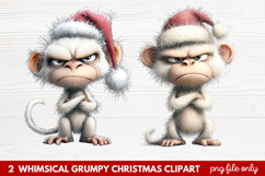 2 Whimsical Grumpy Christmas Clipart | Funny Grumpy Holiday Product Image 1