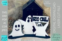 Boo Crew Ghosts svg, Halloween Shelf sitter laser file Product Image 1