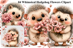 Whimsical Hedgehog Flowers Clipart Product Image 1