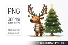 Cute Christmas Reindeer, Christmas Clipart PNG File Product Image 1