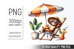 Summer Animals Clipart PNG Bundle, Watercolor Animals PNG Product Image 5