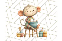 Cozy Safari Baking Animals PNG, Cute Jungle Kitchen Art Product Image 4