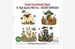 Cosmic Farm Animals Clipart Bundle, UFO Farm Animal PNG Product Image 9