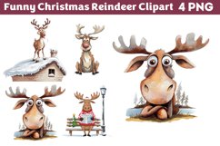 Funny Christmas Reindeer Clipart PNG Product Image 1