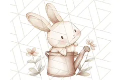 Spring Bunnies PNG Watercolor Bunny Clipart, Pastel Easter Product Image 4