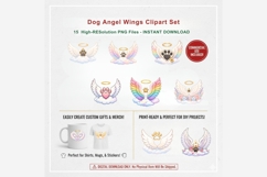 Dog Angel Wings Clipart Set PNG | Rainbow Bridge Pet Product Image 7