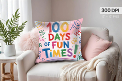100 days of school Pillow Design, Teacher PNG Sublimation Product Image 1