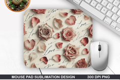 Rose Flower Mouse Pad, Valentine Mouse Pad PNG Design Product Image 1