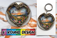 Heartwood Retreat Circle Design Sublimation Keychanin PNG Product Image 1