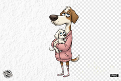 Whimsical Dog Mom With Puppy Clipart Product Image 1
