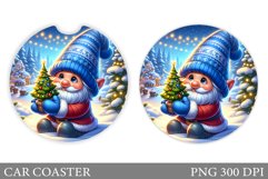 Cute Gnome Car Coaster. Christmas Car Coaster Sublimation Product Image 1