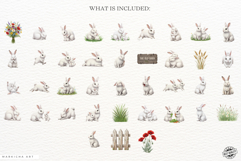 Summer White Bunny Meadow Clipart Product Image 4