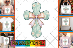 Elegant Tote Bag Gift Ideas PNG, Cross and Bow Product Image 1